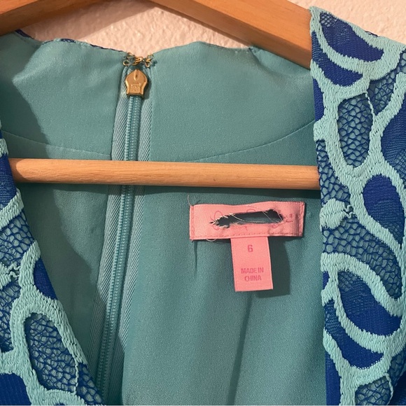 Lilly Pulitzer Devina Brewster Blue Light Flora Lace Shift Dress Size 6 - Picture 2 of 14